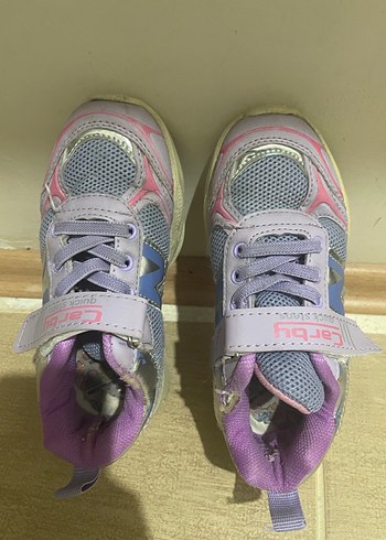 Kızlar için Mor Bağcıklı Cırtlı Sneakers - Görsel 3