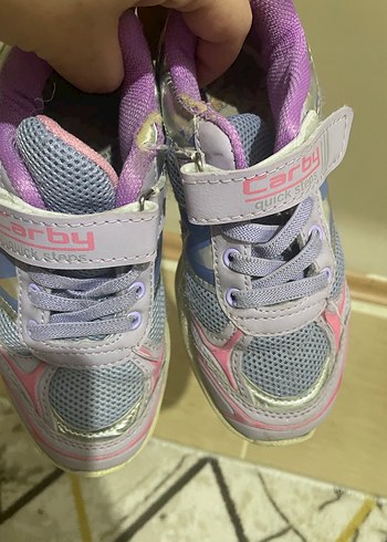 Kızlar için Mor Bağcıklı Cırtlı Sneakers - Görsel 2