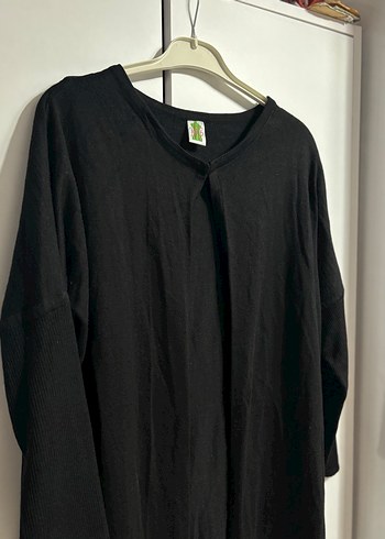 Siyah Uzun Kollu Kadın Uzun hırka - Görsel 2