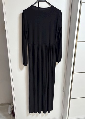 Uzun Kollu Siyah Piliseli Elbise - Görsel 5