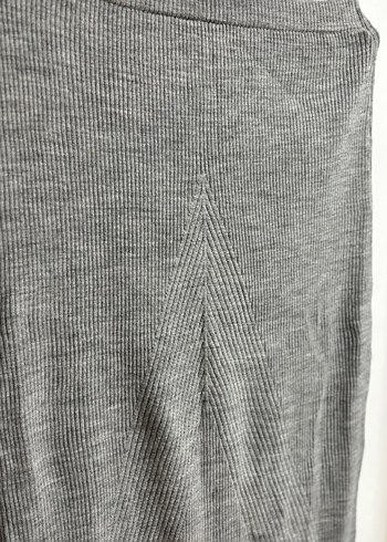 Gri Fitilli Triko Alt-Üst Takım (Yırtmaç Detaylı) - Görsel 5