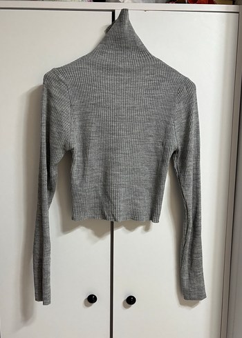 Gri Fitilli Triko Alt-Üst Takım (Yırtmaç Detaylı) - Görsel 2