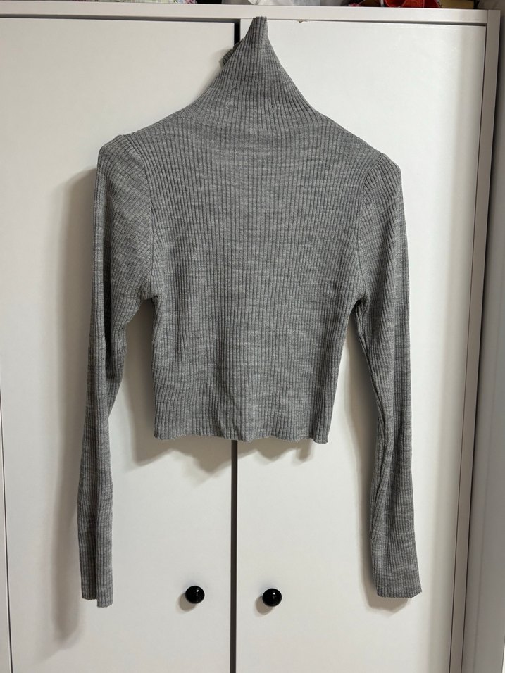 Gri Fitilli Triko Alt-Üst Takım (Yırtmaç Detaylı) - Görsel 2