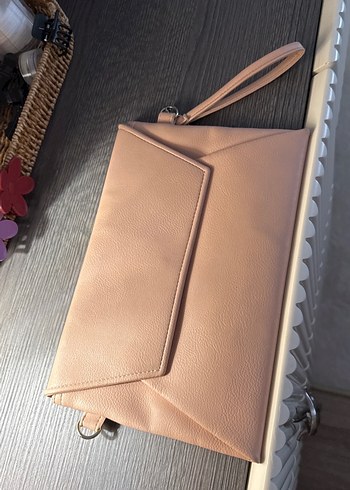 Bej Deri Kadın Portföy Çanta - Görsel 2