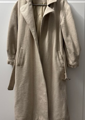 Bej Uzun  Kadın Kaban palto - Görsel 4