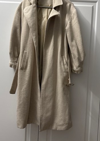 Bej Uzun  Kadın Kaban palto - Görsel 2