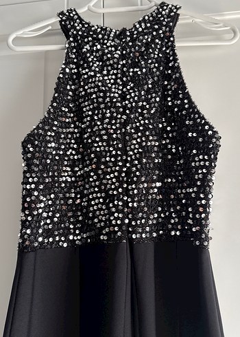 Kadın Siyah Yüksek Yakalı Uzun Abiye Elbise - Görsel 5