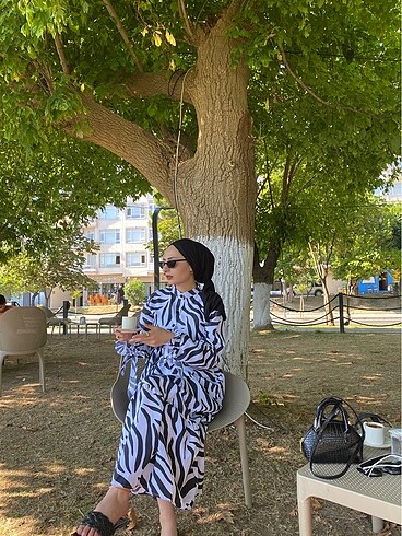 s Beden Zebra Desen Elbise