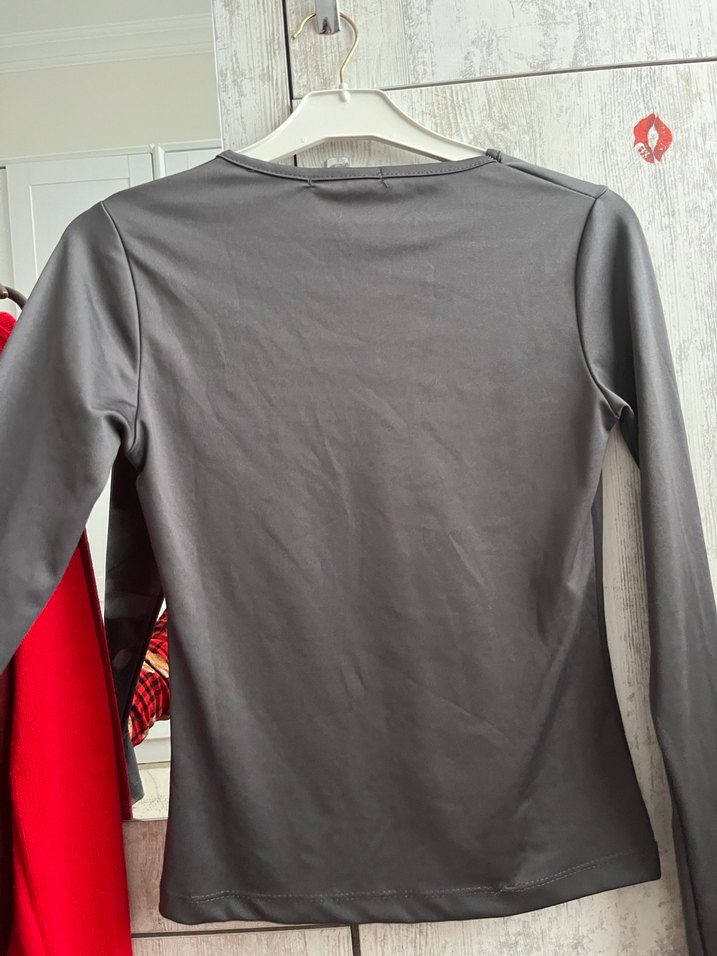 Gri Uzun Kollu Basic Bluz - Görsel 2