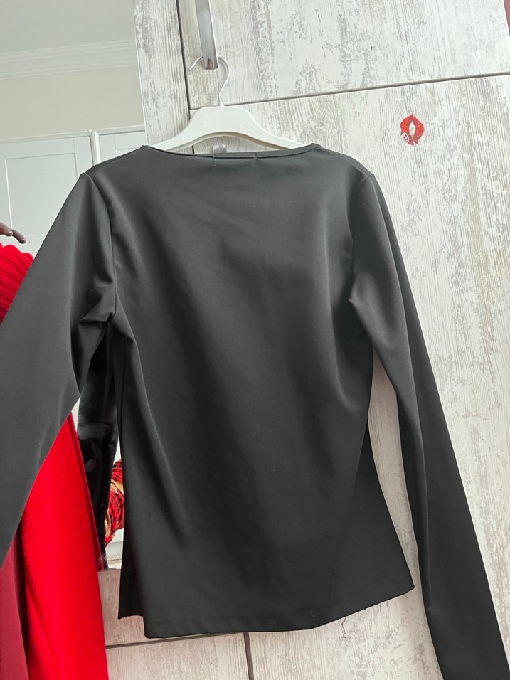 Siyah Uzun Kollu Basic Kadın Bluz - Görsel 2