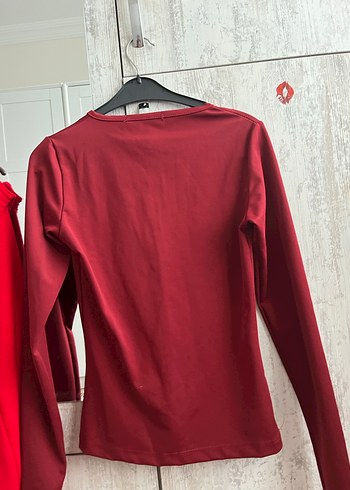 Kadın Bordo Uzun Kollu Basic Bluz - Görsel 2