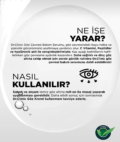 Dr. Clinic Göz Çevresi Bakım Serumu 10 m - Görsel 3