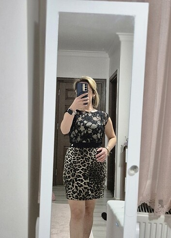 Leoparlı elbise