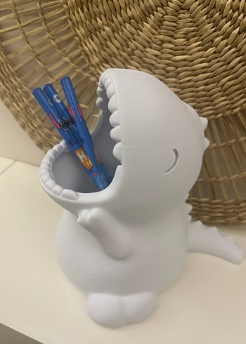 Beyaz 3D Dinozor kalemlik - Görsel 3