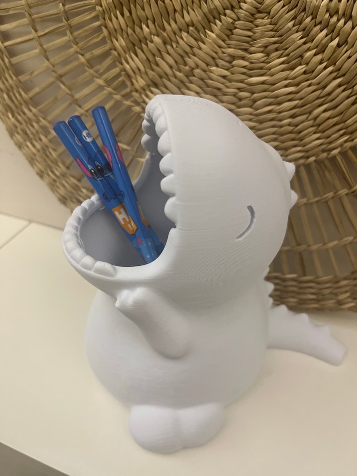 Beyaz 3D Dinozor kalemlik - Görsel 3