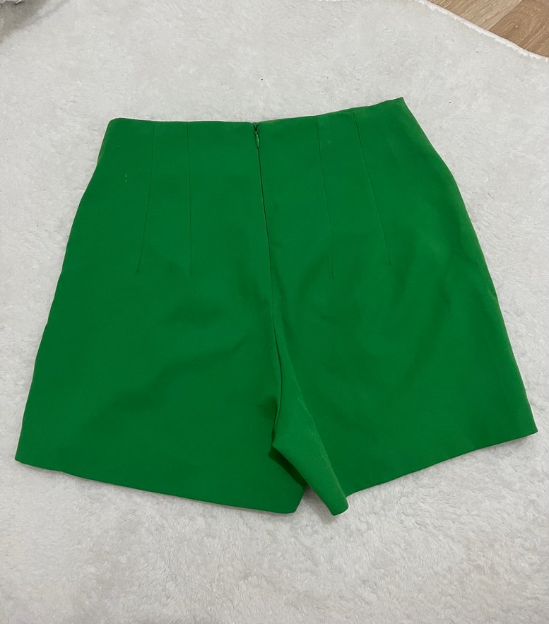 Yeşil Kemerli Mini şort  Etek - Görsel 2