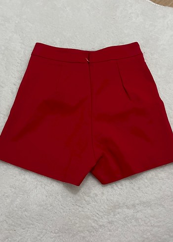 Düğmeli Kırmızı Mini Şort Etek - Görsel 2