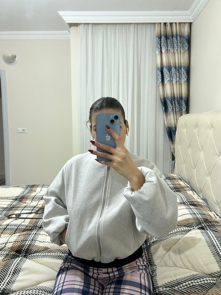 Gri Fermuarlı Kadın Ceket ZARA - Görsel 4