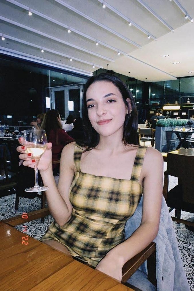 Sarı Ekose Transparan Mini Elbise - Görsel 2