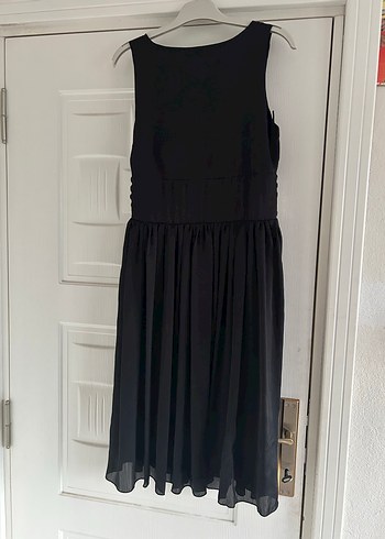 Boncuk İşlemeli Siyah Midi Elbise - Görsel 3