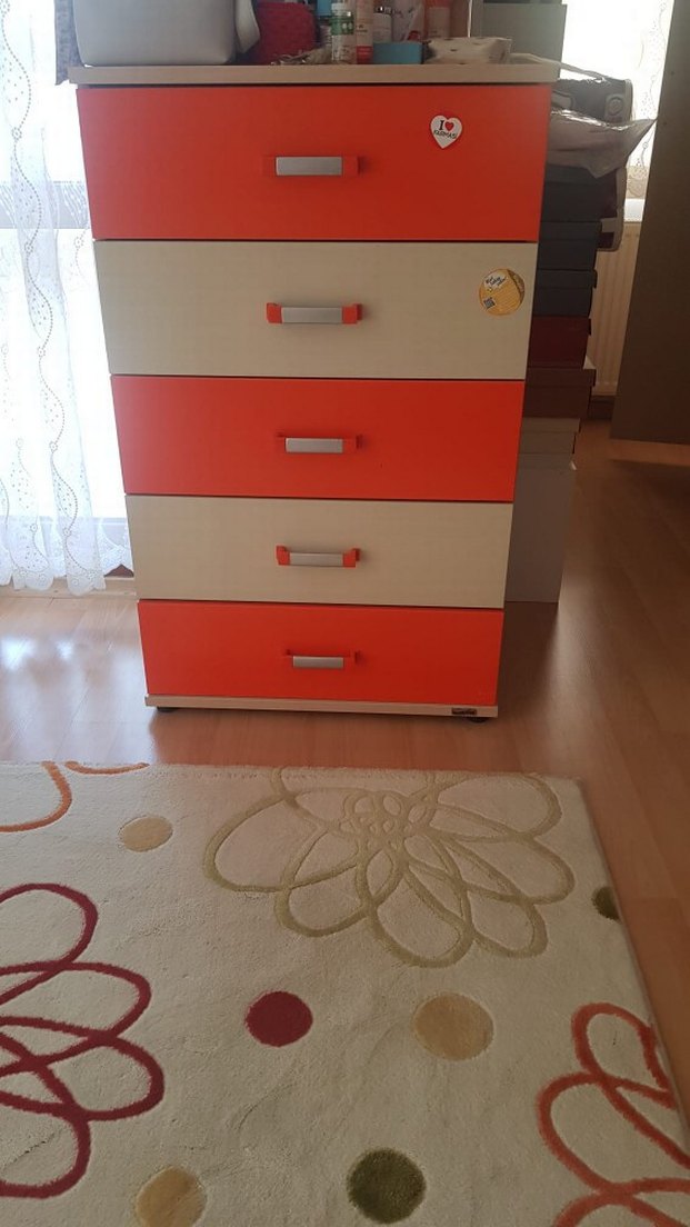 Ayna Kapaklı Turuncu Çocuk Gardırop - Görsel 4