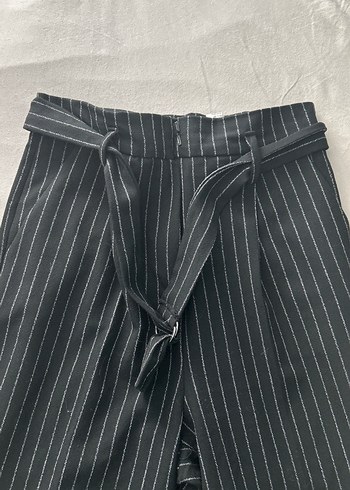 Koton Gri Çizgili Pilili Kadın Kumaş Pantolon
