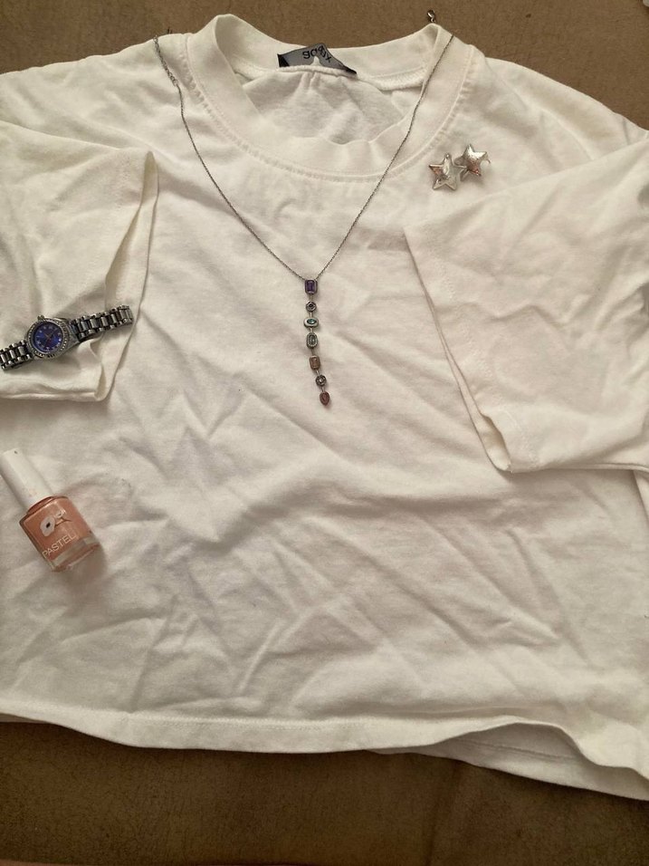 beyaz crop t-shirt - Görsel 2