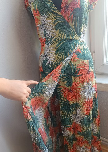 Bohem Çok Renkli Uzun V Yaka pareo - Görsel 3