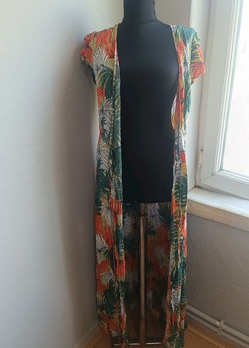 Bohem Çok Renkli Uzun V Yaka pareo - Görsel 6