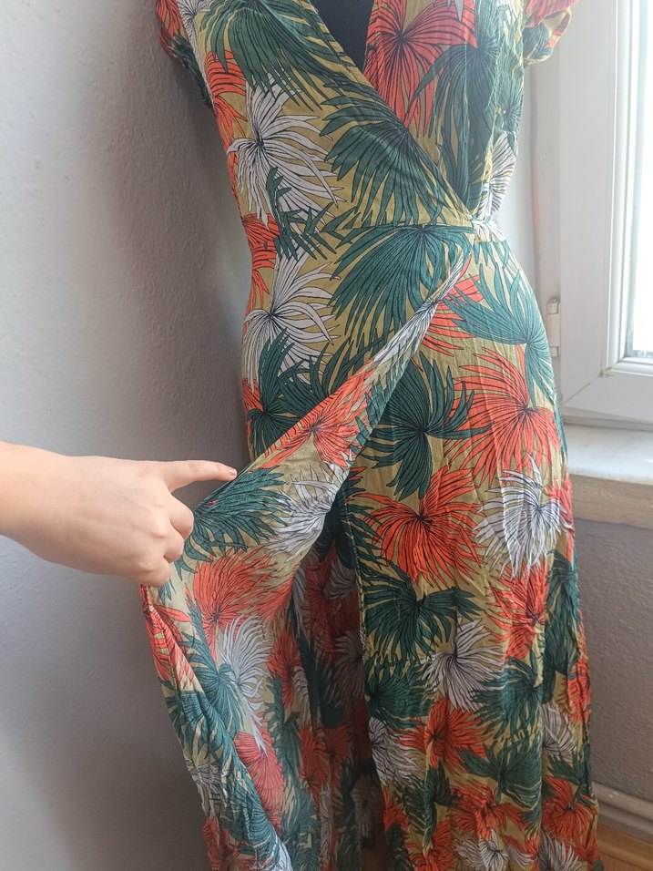 Bohem Çok Renkli Uzun V Yaka pareo - Görsel 3