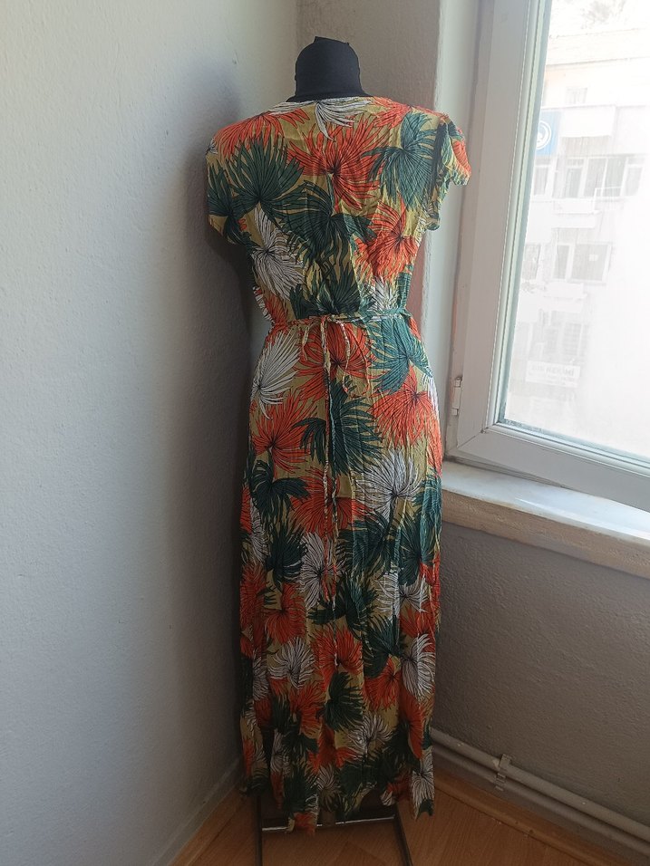 Bohem Çok Renkli Uzun V Yaka pareo - Görsel 5