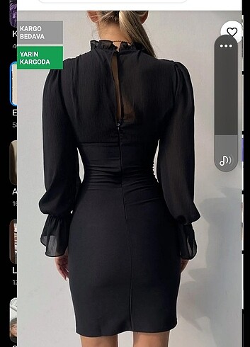 Kadın aiyah kol lastikli tül detay elbise - Görsel 5