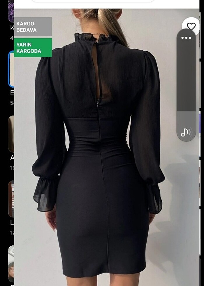 Kadın aiyah kol lastikli tül detay elbise - Görsel 5