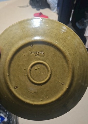 gorbon ışıl el yapımı seramik tabak yağ yeşili,zeytin yeşili.. - Görsel 3