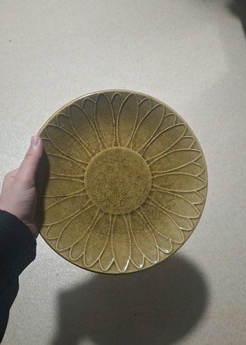 gorbon ışıl el yapımı seramik tabak yağ yeşili,zeytin yeşili.. - Görsel 2