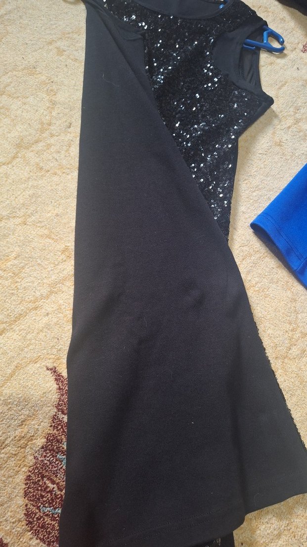 Siyah Parlak Uzun Kolluksuz Abiye Elbise - Görsel 3