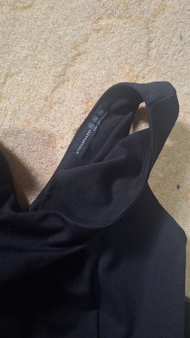 Siyah Kolsuz Midi Kadın Elbise - Görsel 3