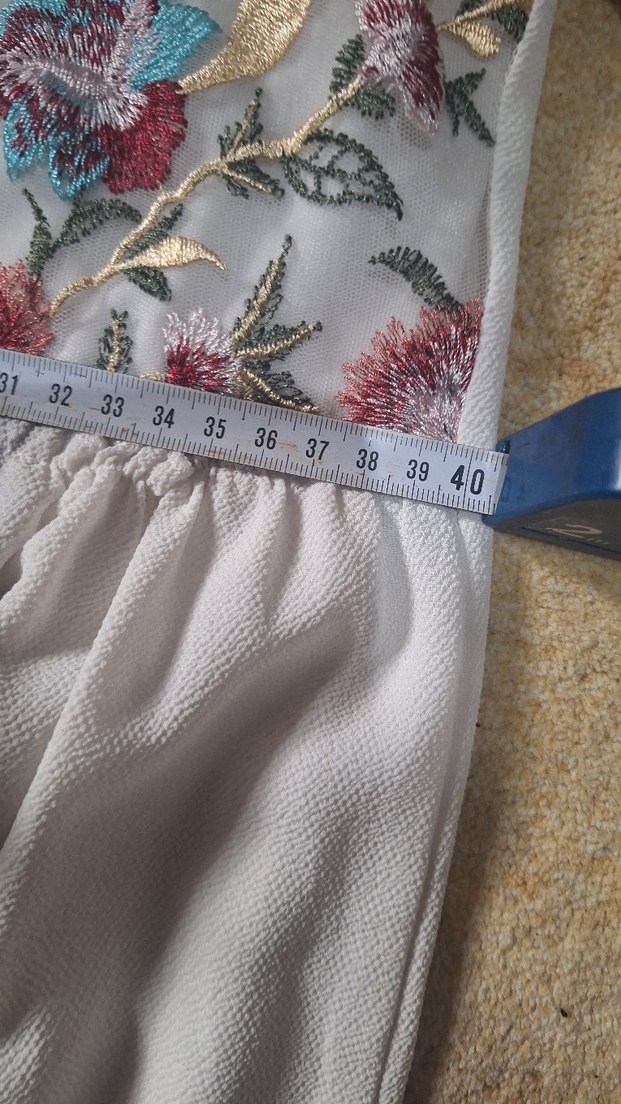 Nakışlı Uzun Beyaz Bohem Elbise - Görsel 3