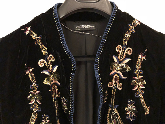 Zara Kadife boncuk işlemeli ceket 