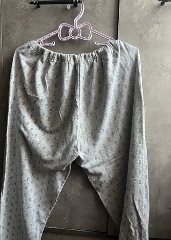 Erkek  Uzun Kollu Gri Pamuklu Gömlek pijama takımı - Görsel 3