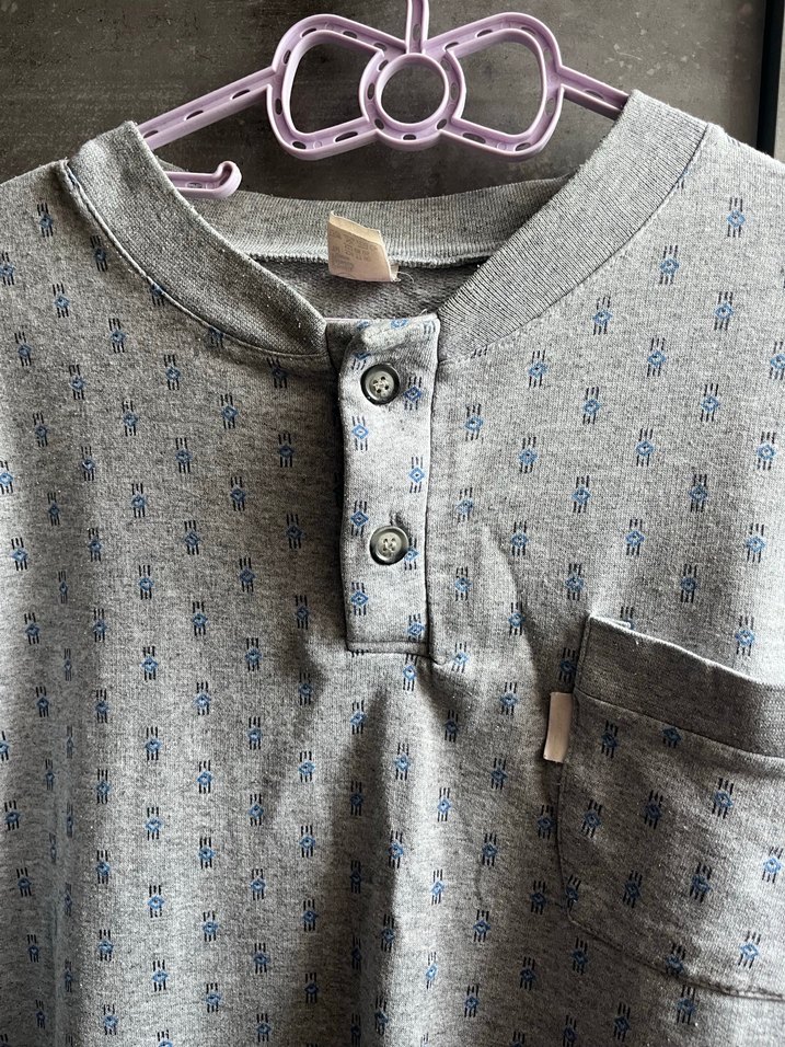 Erkek  Uzun Kollu Gri Pamuklu Gömlek pijama takımı - Görsel 4