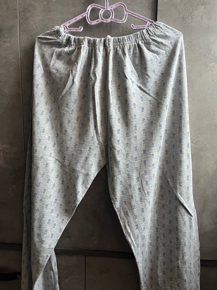 Erkek  Uzun Kollu Gri Pamuklu Gömlek pijama takımı - Görsel 2