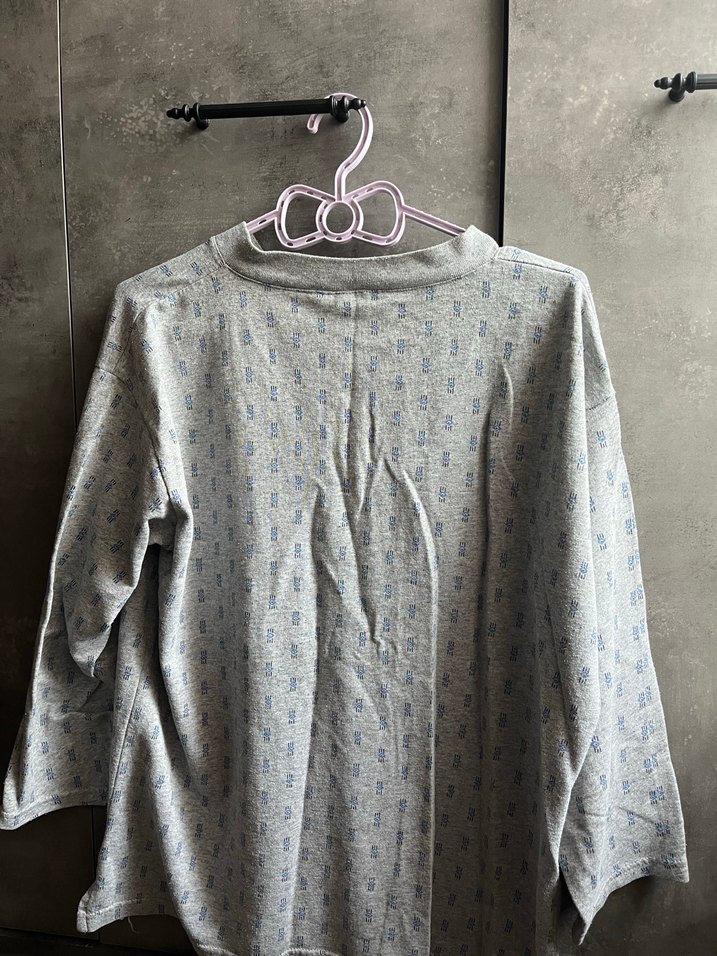 Erkek  Uzun Kollu Gri Pamuklu Gömlek pijama takımı - Görsel 5