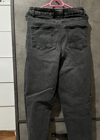 Gri Kadın mom Jean Pantolon - Görsel 2