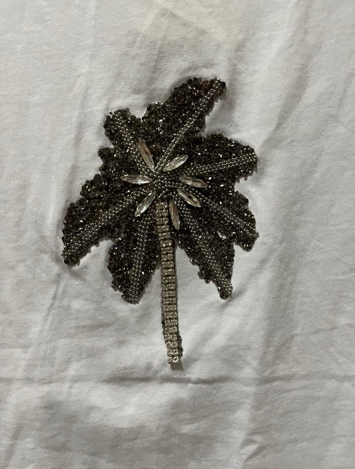 Beyaz Mini Baskılı Kadın Tişört - Görsel 2