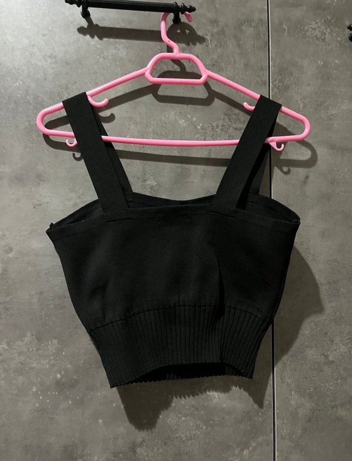 Kadın Siyah Strappy crop - Görsel 3