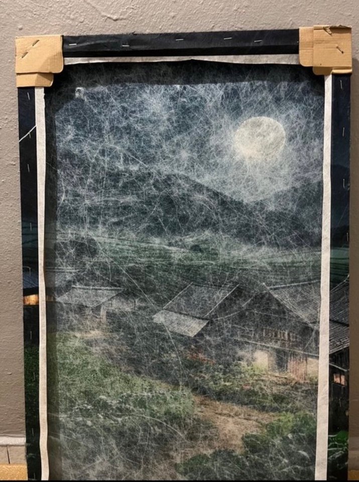 Gece Ay Işığında Köy Manzarası Tablosu - Görsel 4