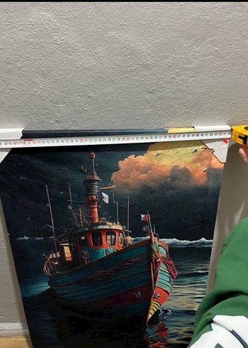 Karanlık Renkli Çok Renkli Tekne Tablosu - Görsel 2