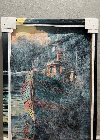 Karanlık Renkli Çok Renkli Tekne Tablosu - Görsel 4