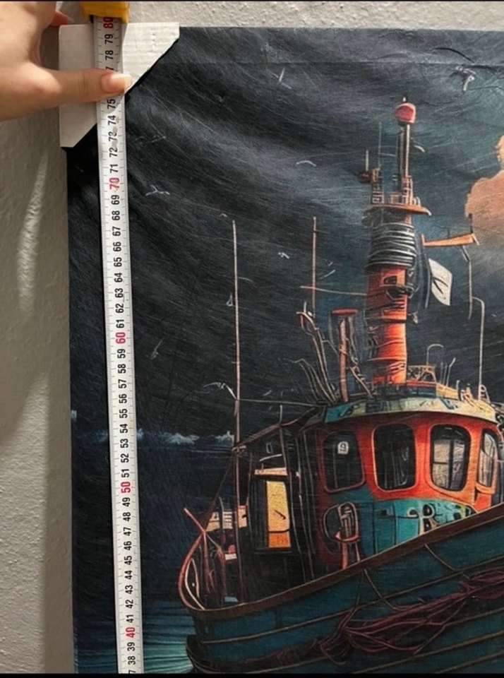 Karanlık Renkli Çok Renkli Tekne Tablosu - Görsel 3